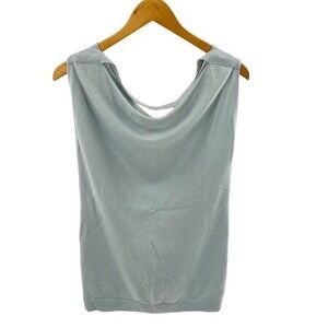 Theory Womens‎ Size S Dolores 100% Cashmere Sweater Tank Light Blue Quiet Luxury